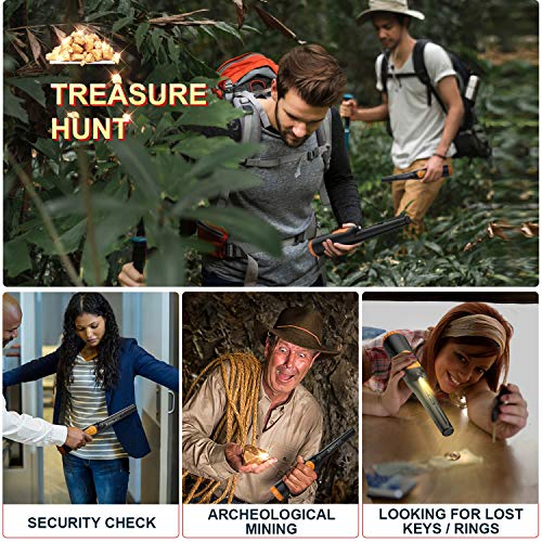 AFOZO Detector de Metales Pinpointers Totalmente IP68 Resistente al Agua hasta 10 Metros Detector de Metales de Mano subacuático Varita 360 ° Ultra Sensible con Funda para Adultos Niños (Negro)