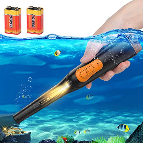 AFOZO Detector de Metales Pinpointers Totalmente IP68 Resistente al Agua hasta 10 Metros Detector de Metales de Mano subacuático Varita 360 ° Ultra Sensible con Funda para Adultos Niños (Negro)