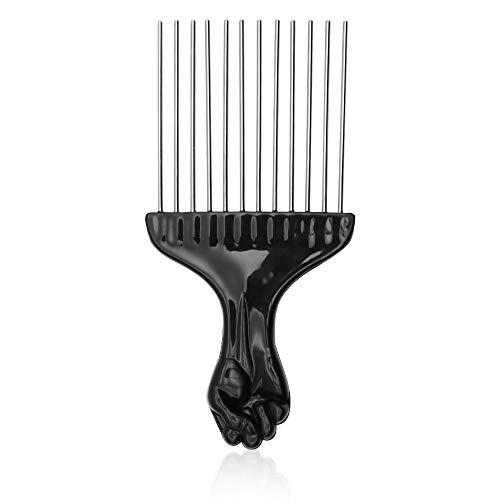Afro Pick Magic - Peine para pelo afro, metal, empuñadura negra