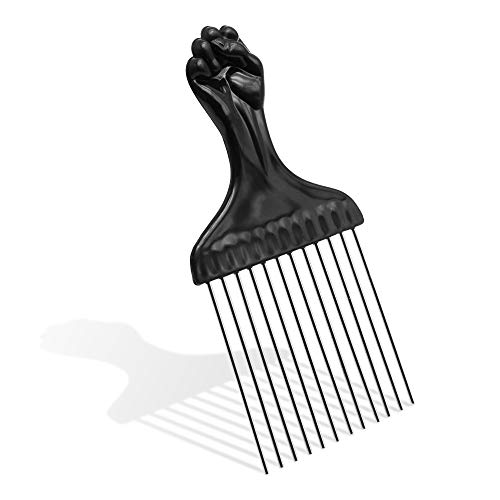 Afro Pick Magic - Peine para pelo afro, metal, empuñadura negra