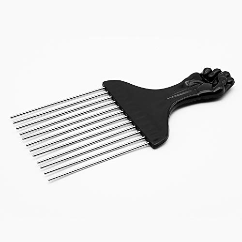 Afro Pick Magic - Peine para pelo afro, metal, empuñadura negra