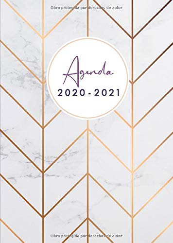 Agenda 2020 2021: Agenda 2020/2021 A5 - Organiza tu día - Agenda semanal - julio 2020 a diciembre 2021 - español - diseño de mármol