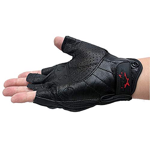 AGNN Verano Guantes Medio Dedo de la Motocicleta Mitt Guante sin Dedos de Cuero de los Hombres de Las Mujeres de Moto Vespa manopla de Bicicleta eléctrica competir con de Ciclo