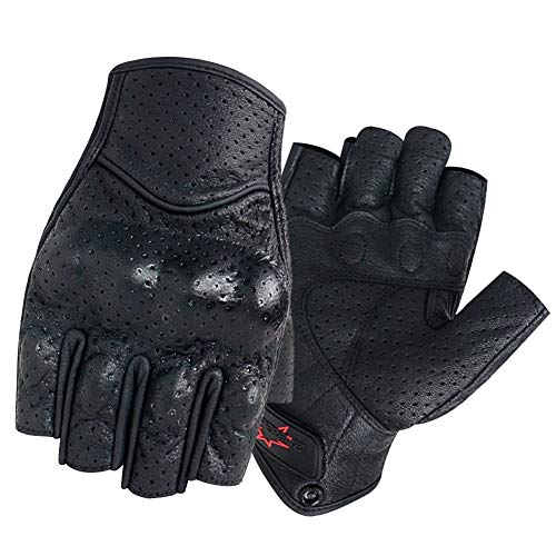AGNN Verano Guantes Medio Dedo de la Motocicleta Mitt Guante sin Dedos de Cuero de los Hombres de Las Mujeres de Moto Vespa manopla de Bicicleta eléctrica competir con de Ciclo