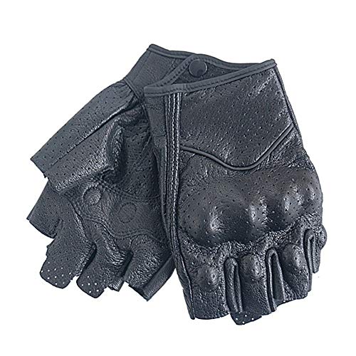 AGNN Verano Guantes Medio Dedo de la Motocicleta Mitt Guante sin Dedos de Cuero de los Hombres de Las Mujeres de Moto Vespa manopla de Bicicleta eléctrica competir con de Ciclo