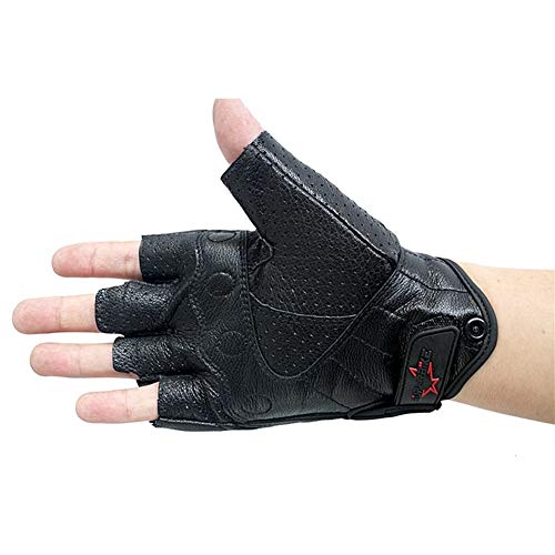 AGNN Verano Guantes Medio Dedo de la Motocicleta Mitt Guante sin Dedos de Cuero de los Hombres de Las Mujeres de Moto Vespa manopla de Bicicleta eléctrica competir con de Ciclo