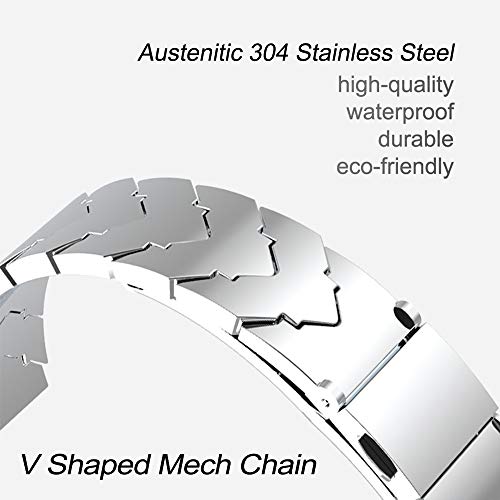 AHANGA Correa para Xiaomi Mi Band 4/ Mi Band 3 Correas de Metal Pulsera con Enlaces Herramienta de eliminación Extensibles Reloj Wristband Repuesto Bandas de Acero Inoxidable Reemplazo Pulseras