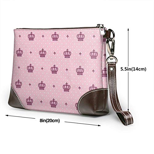 Ahdyr Monederos Carteras de teléfono de embrague Royal Crown Imperial Leather Small Wristlet Purses Handbag