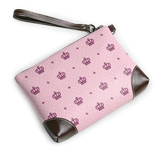 Ahdyr Monederos Carteras de teléfono de embrague Royal Crown Imperial Leather Small Wristlet Purses Handbag