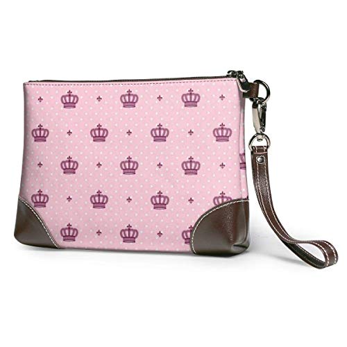 Ahdyr Monederos Carteras de teléfono de embrague Royal Crown Imperial Leather Small Wristlet Purses Handbag