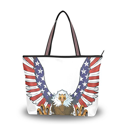 Ahomy - Bolsas de mano para mujer, diseño de águila calva, gran capacidad, con asa superior, color Multicolor, talla L
