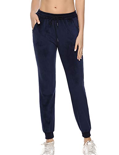 Aibrou Pantalones Deportivo para Mujer,Chandal Terciopelo con Cordones Bolsillos para Yoga Jogger Deporte en Casa,Pijamas