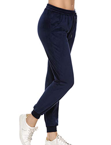Aibrou Pantalones Deportivo para Mujer,Chandal Terciopelo con Cordones Bolsillos para Yoga Jogger Deporte en Casa,Pijamas