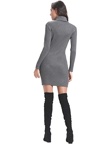 Aibrou Vestido de Punto para Mujer,Elegante Suéter de Cuello Alto de Manga Larga,Jerséy Clásico para Primavera Otoño Invierno