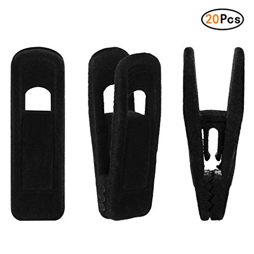 AidShunN Colgadores de Terciopelo Clips Juego Pasadores Ropa Agarre Fuerte con los Dedos Flocado Líneas Delgadas Pantalones Perchas (20 PCS, Negro)