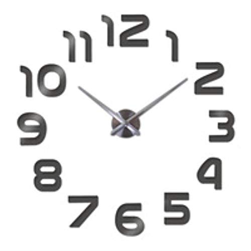 aifengxiandonglingbaihuo Nuevo Reloj Reloj Relojes de Pared 3D DIY acrílico Espejo Pegatinas decoración del hogar Sala de Estar Aguja de Cuarzo, Gris Oscuro, 27 Pulgadas