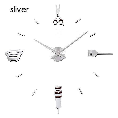 aifengxiandonglingbaihuo Reloj de Pared 3D Luminoso Relojes Grandes Reloj de diseño Moderno Etiqueta engomada Espejo Peluquería Peluquería Corte de Pelo de barbero, Reloj de Pared Rosa, China