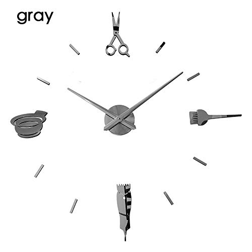 aifengxiandonglingbaihuo Reloj de Pared 3D Luminoso Relojes Grandes Reloj de diseño Moderno Etiqueta engomada Espejo Peluquería Peluquería Corte de Pelo de barbero, Reloj de Pared Rosa, China
