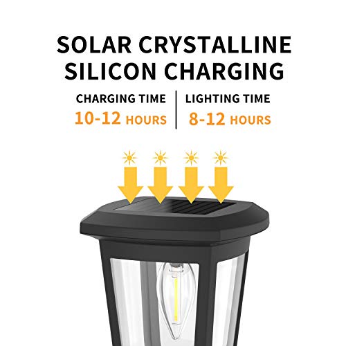 Aigostar Lámpara solar - Lámpara LED para exterior, resistente al agua, luces solares led exterior jardín, IP44. Recomendado para jardines o terrenos blandos donde colocarlo. 2 unidades. Negro.