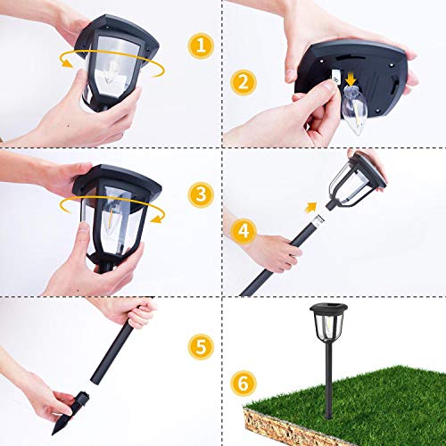 Aigostar Lámpara solar - Lámpara LED para exterior, resistente al agua, luces solares led exterior jardín, IP44. Recomendado para jardines o terrenos blandos donde colocarlo. 2 unidades. Negro.