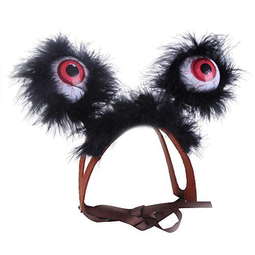 AILOVA Tocado con purpurina para mascotas, perro, gato, Halloween, Navidad, felpa, brillante, ojos grandes, cosplay, ropa ajustable para perro, gato, cachorro, gatito