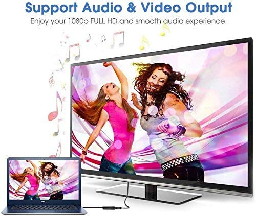 AIN Adaptador USB a HDMI, USB 3.0/2.0 a HDMI 1081P Full HD (Macho a Hembra) Convertidor de vídeo y Audio multipantalla