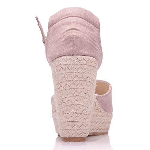 AIni Sandalias Mujer Verano CáñAmo Fondo Grueso Zapatos De CuñA TacóN De 10.5cm Sandalias Punta Abierta Cuero Fondo Plano Zapatos Bohemias Romanas Hebilla Zapatillas Tacon Planas TamañO Grande 33-44