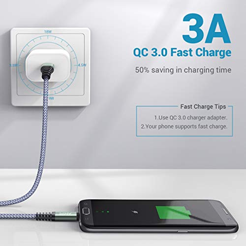 AINOPE Cable Micro USB, [2Pack 2M] Trenzado de Nylon Cable Carga Rápida y Sincronizació Compatible con Android, Samsung Galaxy S6 S7 J5 J7, Kindle, Sony, Nexus