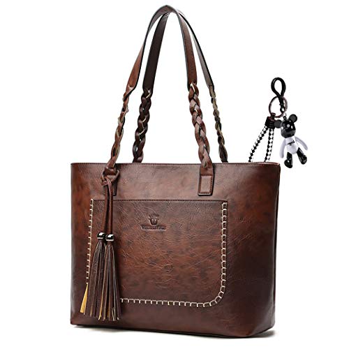 AINUOEY Mujer Shoppers y Bolsos de Hombro Bolsos Bandolera Mano Vestir Pequeña Café