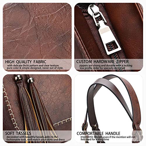 AINUOEY Mujer Shoppers y Bolsos de Hombro Bolsos Bandolera Mano Vestir Pequeña Café