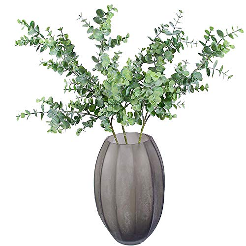 Aisamco 3 Piezas. Eucalipto Artificial. Ramas de Plantas. Hojas de eucalipto sintético. Espray. Vegetal Artificial. Tallos Florales de 35"de Alto en Gris Verde para la Boda.