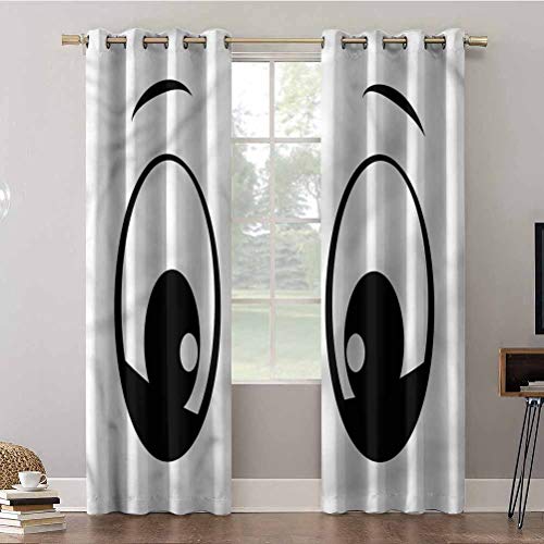 Aishare Store - Cortinas de dormitorio, 213 cm de largo, aisladas térmicamente, paneles opacos, ojos y personajes de dibujos animados sorprendidos, cortinas opacas para dormitorio de niños (2 paneles)