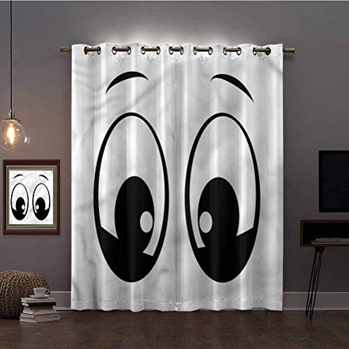 Aishare Store - Cortinas de dormitorio, 213 cm de largo, aisladas térmicamente, paneles opacos, ojos y personajes de dibujos animados sorprendidos, cortinas opacas para dormitorio de niños (2 paneles)