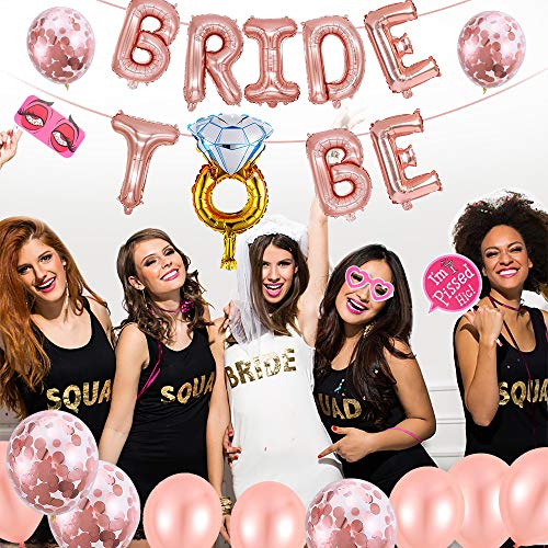 AivaToba Bride to Be Globos Banner para Fiestas de Despedida de Soltera con Globos de Oro Rosa, Confetti Globos , and Sccesorios para Cabinas de Fotos