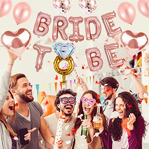AivaToba Bride to Be Globos Banner para Fiestas de Despedida de Soltera con Globos de Oro Rosa, Confetti Globos , and Sccesorios para Cabinas de Fotos