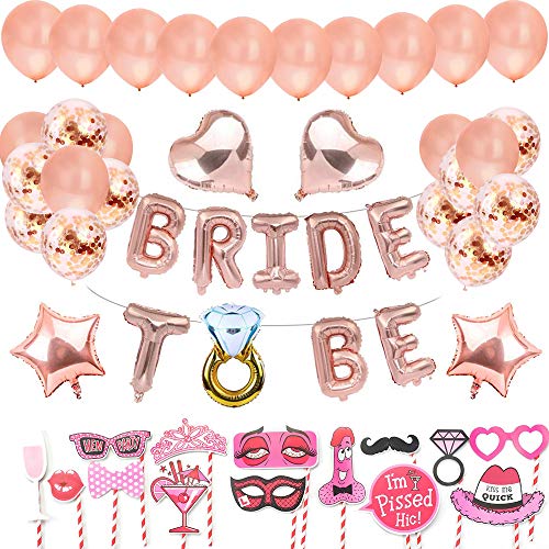 AivaToba Bride to Be Globos Banner para Fiestas de Despedida de Soltera con Globos de Oro Rosa, Confetti Globos , and Sccesorios para Cabinas de Fotos