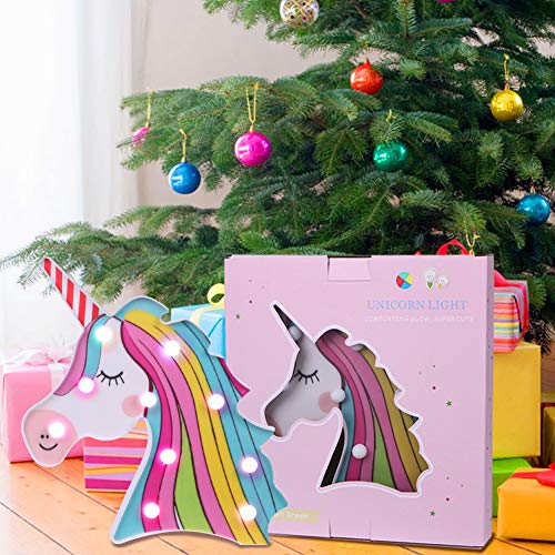 AIZESI - Lámpara de mesa con diseño de unicornio 3D, funciona con pilas