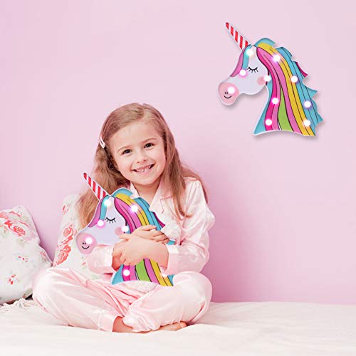 AIZESI - Lámpara de mesa con diseño de unicornio 3D, funciona con pilas