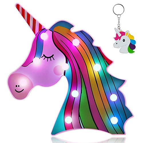 AIZESI - Lámpara de mesa con diseño de unicornio 3D, funciona con pilas