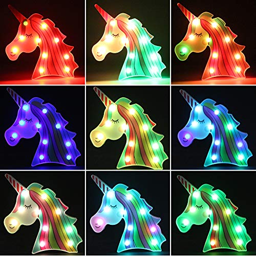 AIZESI - Lámpara de mesa con diseño de unicornio 3D, funciona con pilas