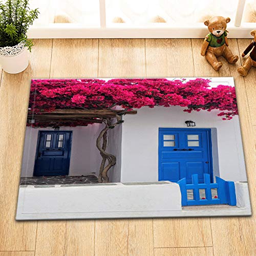 ajhgfjgdhkmdg Jardín de Flores mediterráneas Baño Antideslizante Ducha baño de Dibujos Animados Piso Interior Estera