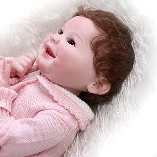 Akdteel 55 cm sonrisa linda muñeca facial de silicona Simulación infantil Playmate Reborn Baby Soft lleno de cuerpo de silicona versión actualizada