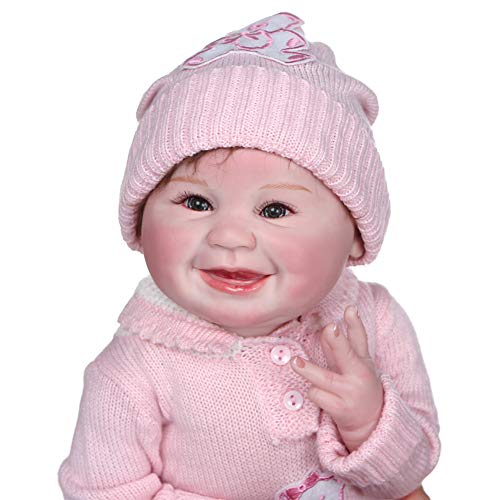 Akdteel 55 cm sonrisa linda muñeca facial de silicona Simulación infantil Playmate Reborn Baby Soft lleno de cuerpo de silicona versión actualizada