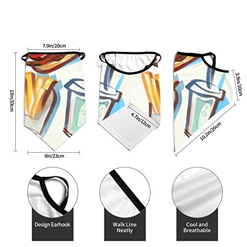 Akhy Boy's Burger Fries Hot Dog Junkfood Bandana Cloth Child Face Mask Washable Face Covering Neck Gaiter Girl'S Dust Mask
