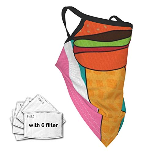 Akhy Boy's Burger Ice Cream Bandana Cloth Child Face Mask Washable Face Covering Neck Gaiter Girl'S Dust Mask