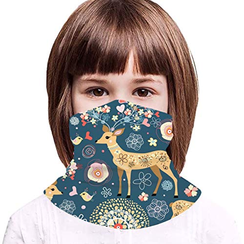 Akhy Multifunctional Headwear Boys Girl Face Mask Headband Neck Gaiter Texture Is Fabulous Flower Deer Balaclava For Teens