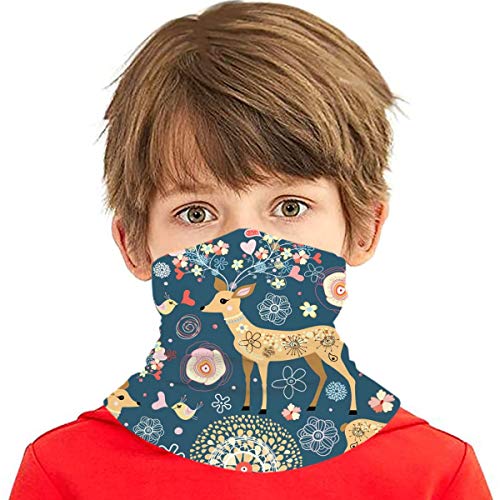 Akhy Multifunctional Headwear Boys Girl Face Mask Headband Neck Gaiter Texture Is Fabulous Flower Deer Balaclava For Teens