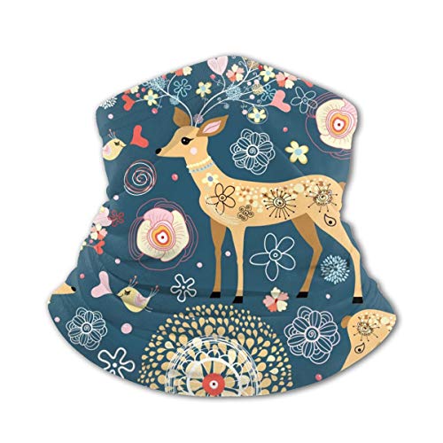 Akhy Multifunctional Headwear Boys Girl Face Mask Headband Neck Gaiter Texture Is Fabulous Flower Deer Balaclava For Teens
