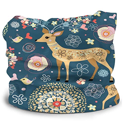 Akhy Multifunctional Headwear Boys Girl Face Mask Headband Neck Gaiter Texture Is Fabulous Flower Deer Balaclava For Teens