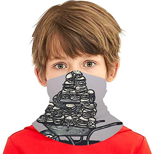 Akhy Multifunctional Headwear Boys Girl Face Mask Headband Neck Gaiter Wheelbarrow Burger Mar Balaclava For Teens